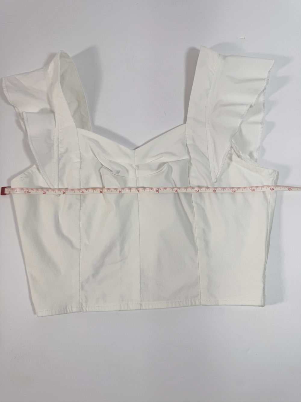 Women's White Ruffle Sleeve Crop Top - Classic Summer Staple Chicme - Picture 7 of 14